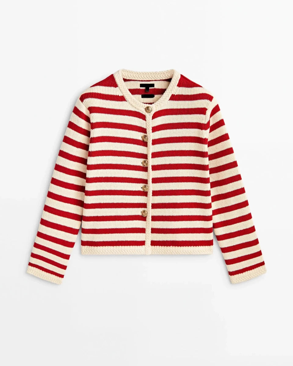 New Slim-Fit Button-Down Classic Striped Cardigan