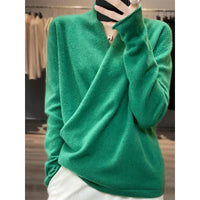 V-neck Wrap Style 100% Wool Knitted Sweater