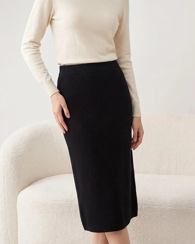 Cashmere A-Line Midi Skirt