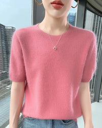 Mink Cashmere Short Sleeve Sweater