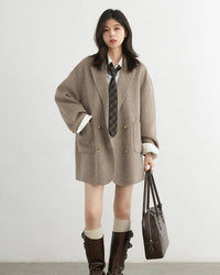 Wool-Blend Double-Breasted Midi Overcoat