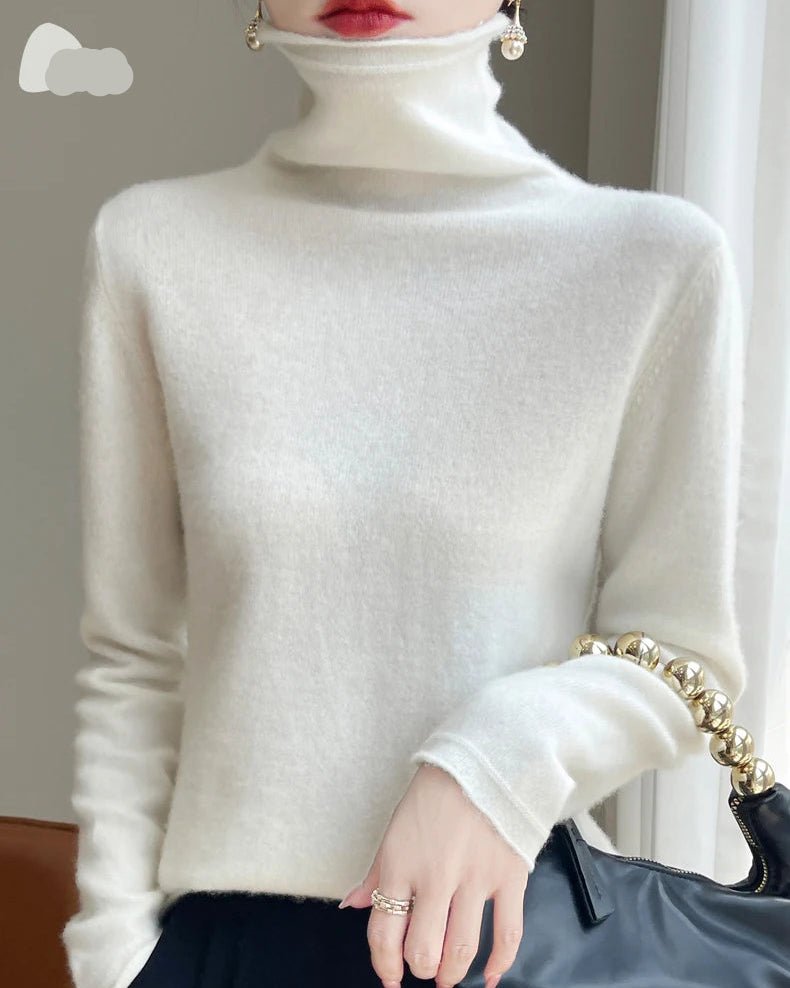 High-Neck Knitted Wool Pullover