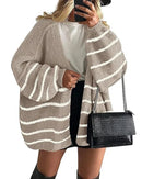 Solid V-Neck Loose Long Knit Cardigan Coat