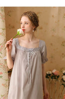 Palace Style Short Sleeve Cotton Pajama Dress