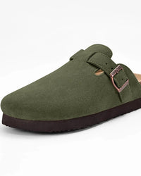 Suede Platform Cork Insole Slippers
