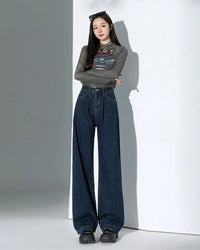 Relaxed High-Waist Wide-Leg Denim Pants