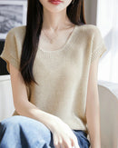 Crew-Neck Sleeveless Knit Top