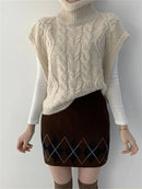 Half High Collar Vintage Vest Sweater