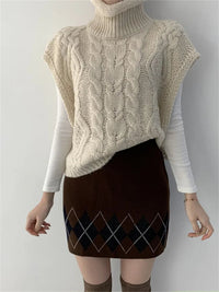 Half High Collar Vintage Vest Sweater
