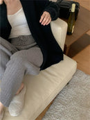 Drawstring Ribbed Knitted Wide Leg Sweatpants