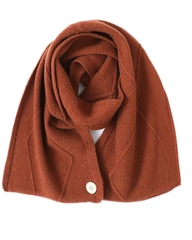 A merino wool neck scarf featuring a twist-flower jacquard knit, a button fastening, and a seamless construction for a polished, artisan look.