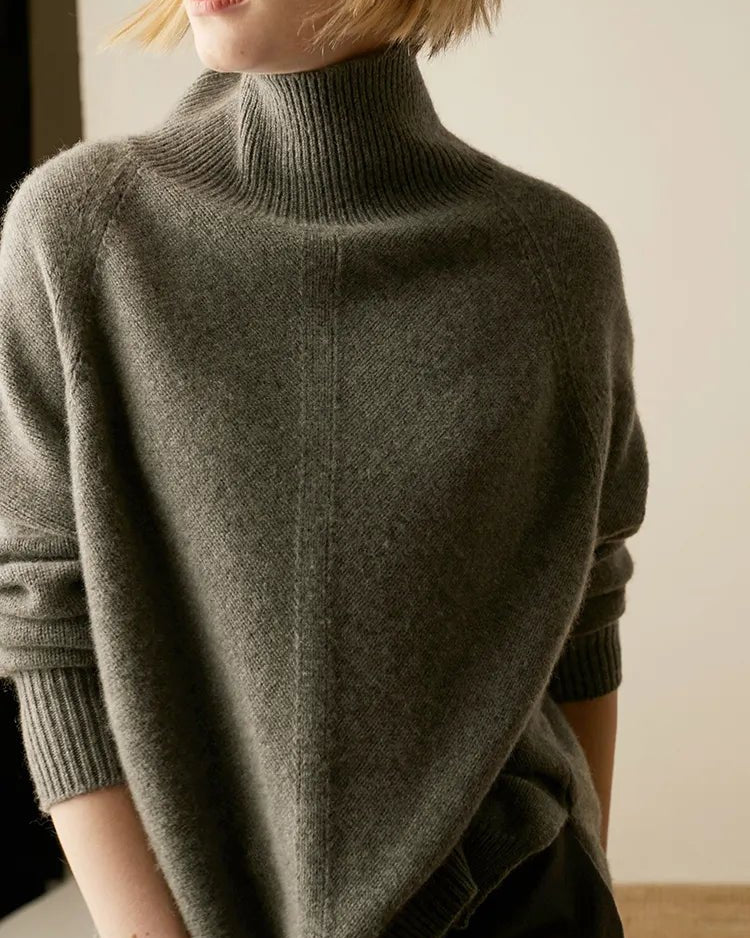 High-Necked Wool Pullover Sweater