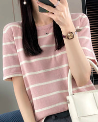 Casual Cotton Patchwork Short Sleeve Top
