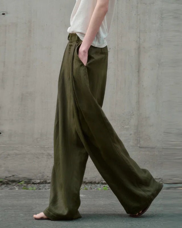 Casual Linen High-Waisted Loose Wide-Leg Pants