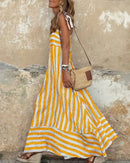 Bohemian Striped Sheer Maxi Dress