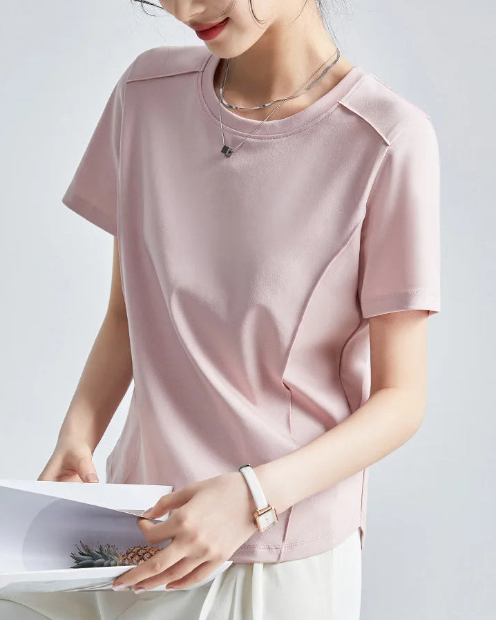 Knitted Mercerized Cotton Crew-Neck T-Shirt