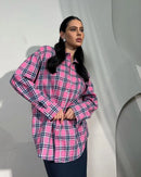 Vintage Plaid Oversized Long-Sleeve Shirt
