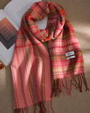 Plaid Wool Fringe Scarf