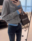 Cashmere Knitted Cardigan Faux Two-Piece Sweater