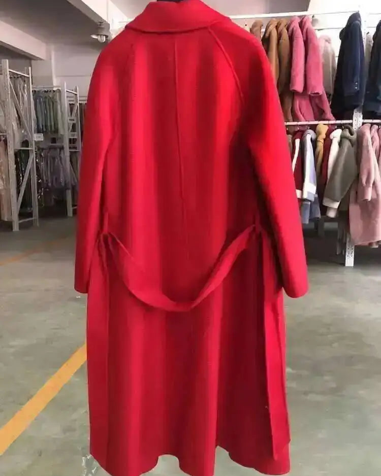 Belted Wool-Blend Wrap Coat