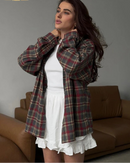 Plaid Lapel Single-Breasted Loose Long Shirt