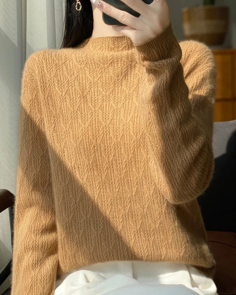 Merino Wool Diamond Jacquard Sweater