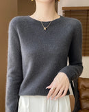 Merino Wool O-Neck Pullover Sweater