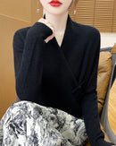 Loose And Soft V-Neck Wool Knit Cardigan