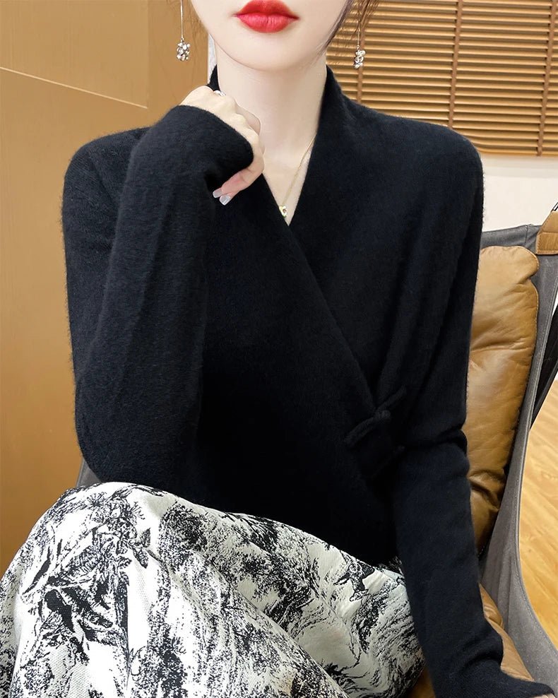 Loose And Soft V-Neck Wool Knit Cardigan