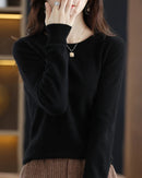 Merino Wool O-Neck Knit Sweater