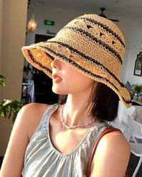 Bohemian Woven-Straw Sun-Visor Hat