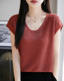 Crew-Neck Sleeveless Knit Top
