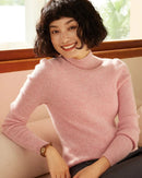 High-Neck Pullover Slim-Fit Cashmere Knit Sweater