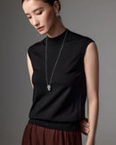Lightweight Worsted Wool Mock Neck Top