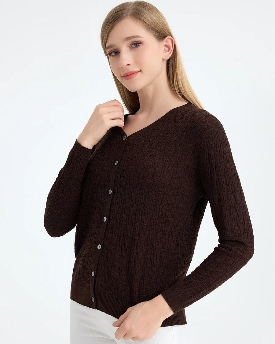 Soft Solid Color V-Neck Cardigan