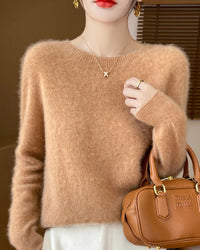 Merino Wool O-Neck Pullover Sweater
