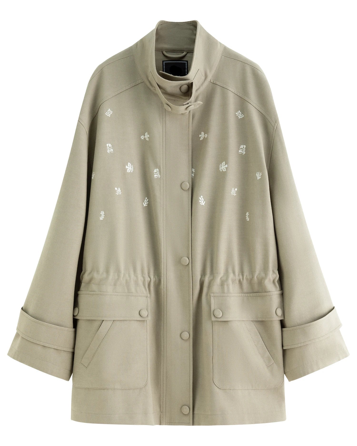 New Embroidered Stand-Up Collar Loose Coat