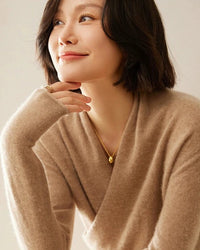 New Pure Cashmere V-Neck Knit Sweater