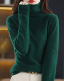 High-Neck Mink Cashmere Pullover Sweater