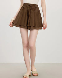 Lyocell casual shorts — high waist, drawstring fit, relaxed silhouette. Breathable summer style for effortless everyday wear.