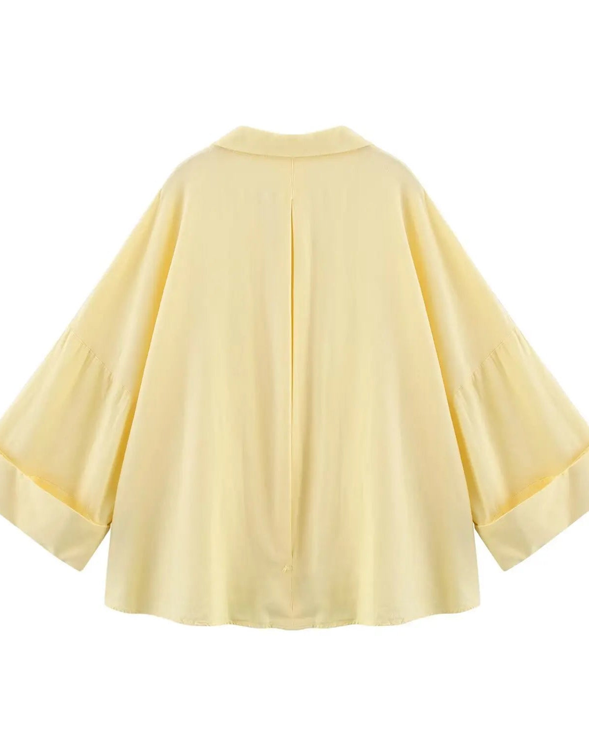 Casual Rolled-Up Wide-Sleeve Striped Shirt