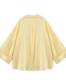 Casual Rolled-Up Wide-Sleeve Striped Shirt