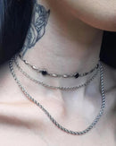 Gothic Black Crystal Double-Layer Circle Necklace