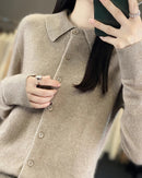 Mink Cashmere Polo Cardigan
