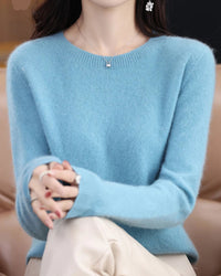 Merino Wool O-Neck Knit Sweater