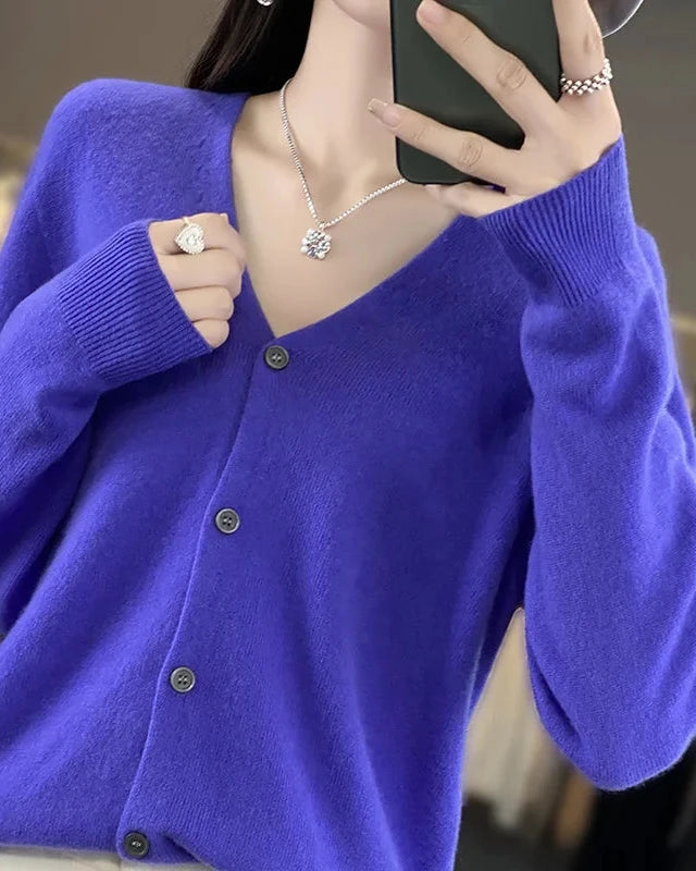 Merino Wool V-Neck Cardigan