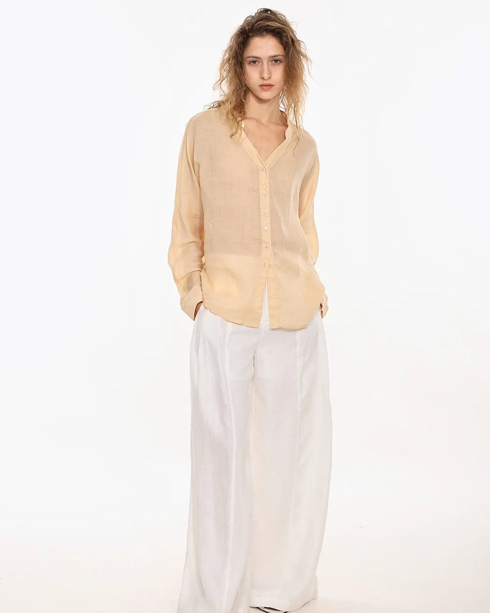 Retro V-Neck Sun Protection Long-Sleeved Shirt