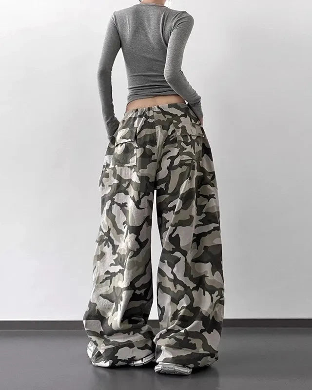 Relaxed Camo High Waist Trousers