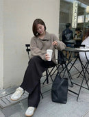 Oversized Irregular Zipper High Neck Cashmere Sweater