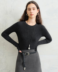Wool Superfine Seamless Crew Neck Sweater